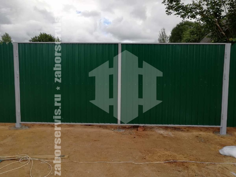 Забор из профнастила с бетонированием столбов 14 соток