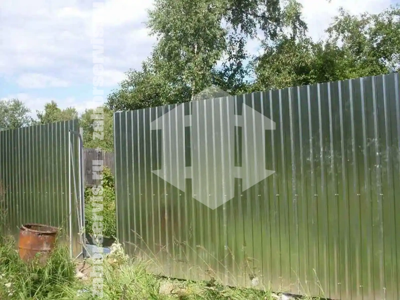 Забор из профнастила оцинкованный 64 метра