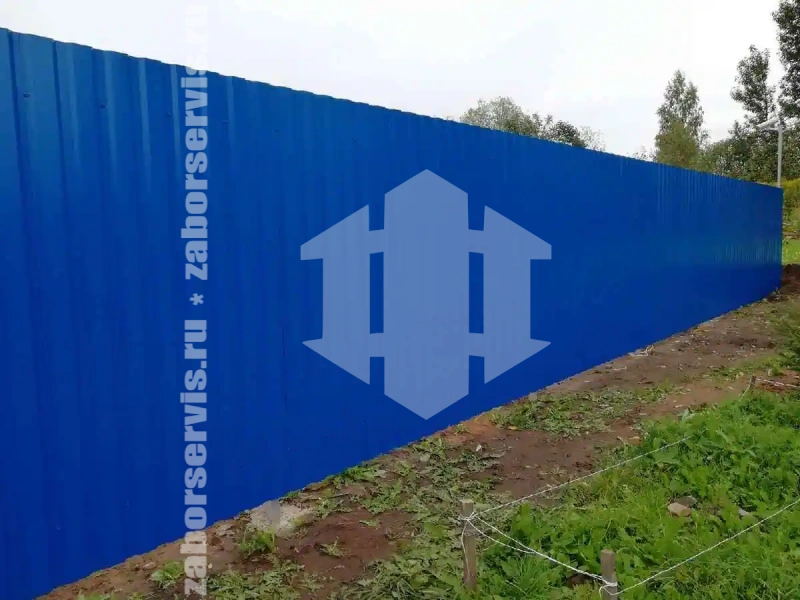 Забор из профнастила 88 метров синий