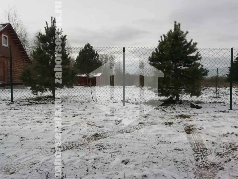 Забор из сетки рабицы с проволокой 77 метров