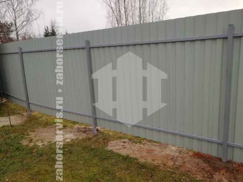 Забор из профнастила с бетонированием столбов 16 соток